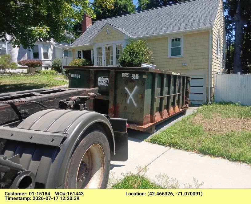 15-yard construction dumpster used for a remodeling project in Melrose, MA