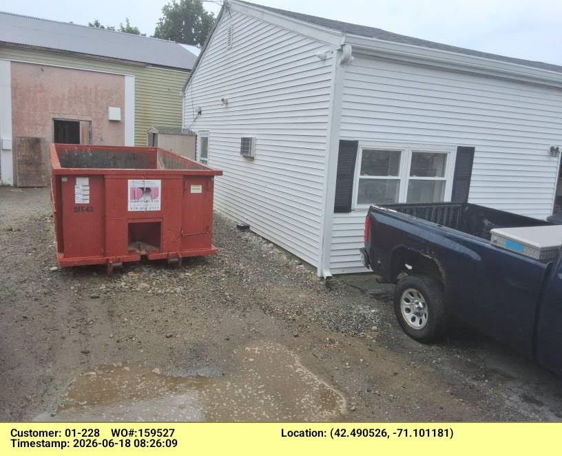Dumpsters R Us, Inc completed a 15 yard ABC dumpster swap in Stoneham, MA 02180 for masonry work involving asphalt, brick, and concrete debris.