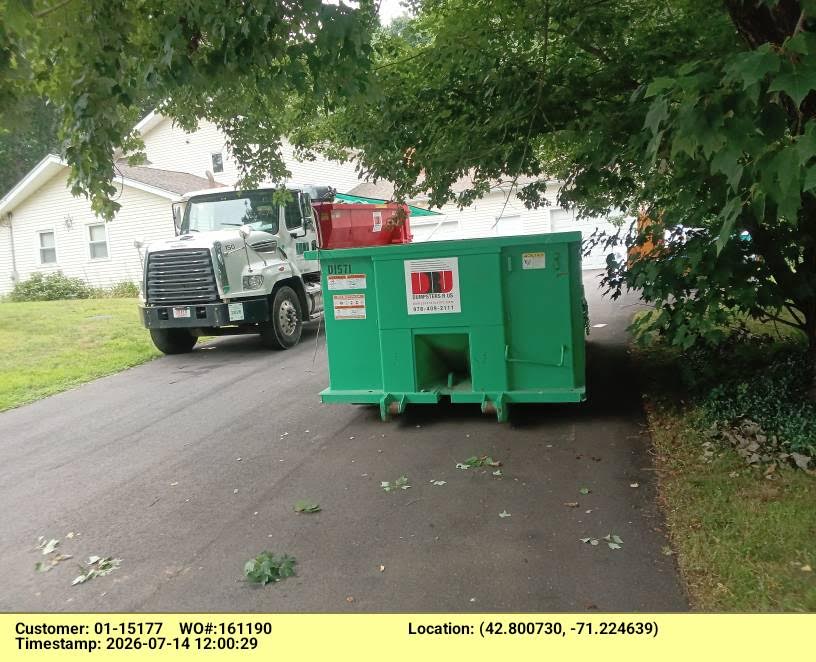 10-yard dumpster swap for residential remodeling debris in Salem, NH