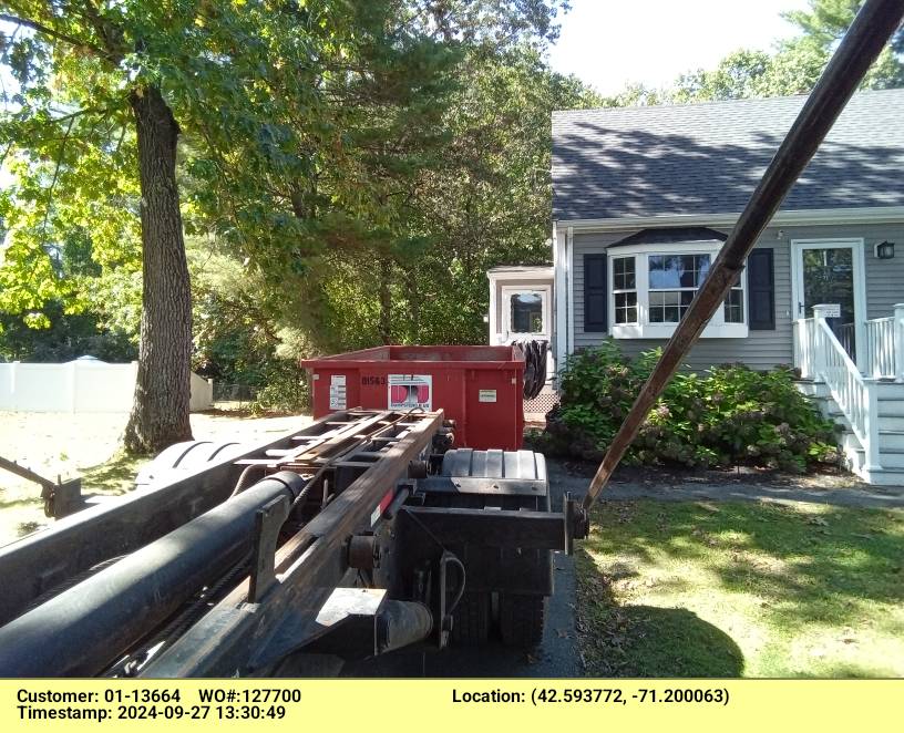 15 yard dumpster rental delivered in Tewksbury, MA for a house clean-out.