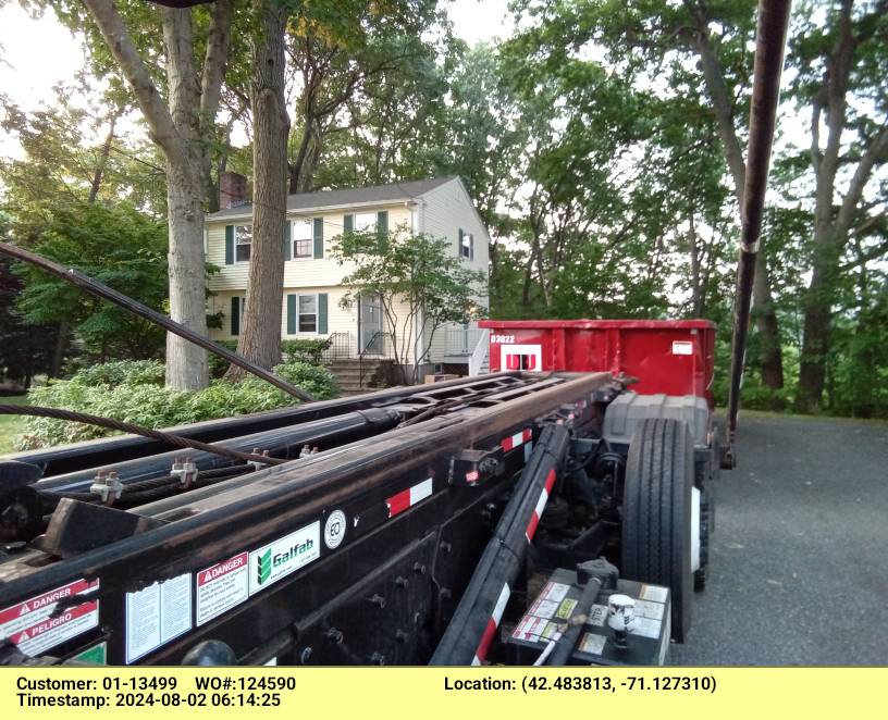 30 yard dumpster rental, with a 5 ton max, delivered in Woburn, MA for a house clean-out.