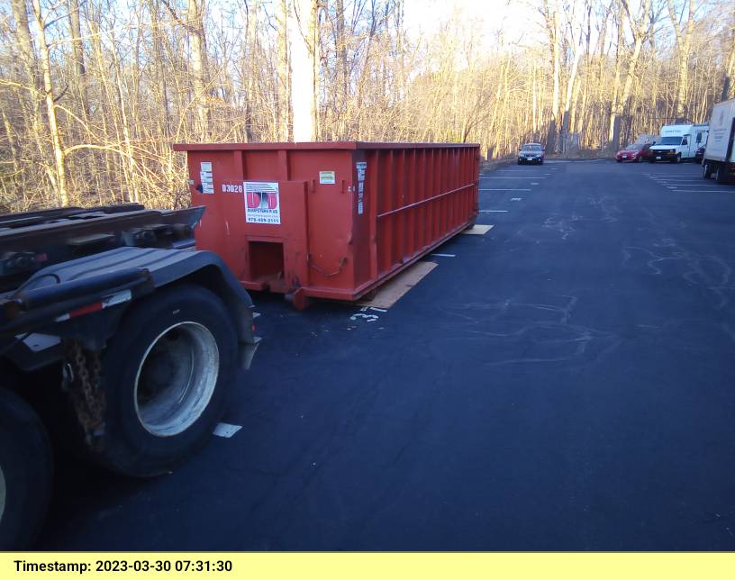 30 yard dumpster with a 4 ton weight limit delivered in Danvers, MA for a construction project.
