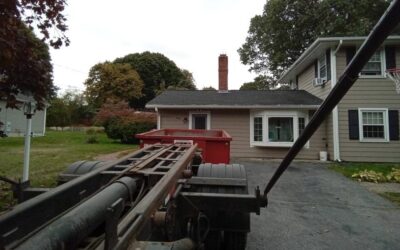 10 yard dumpster rental delivered in Danvers, MA for a house cleanout.