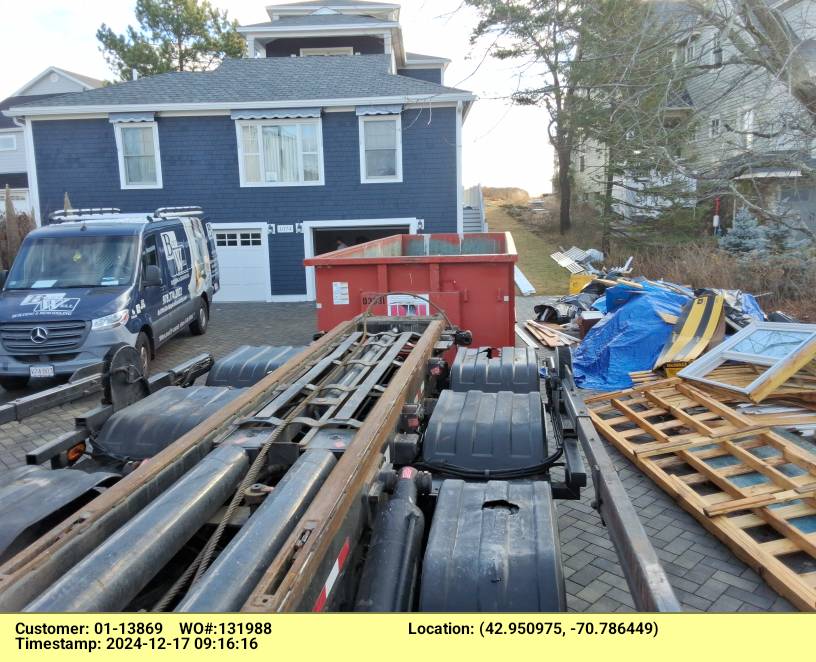 30 yard dumpster rental, with a 5 ton max, delivered in Hampton, NH for a house remodeling.