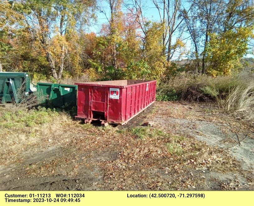 30 yard dumpster delivered in Bedford, MA for a construction project.