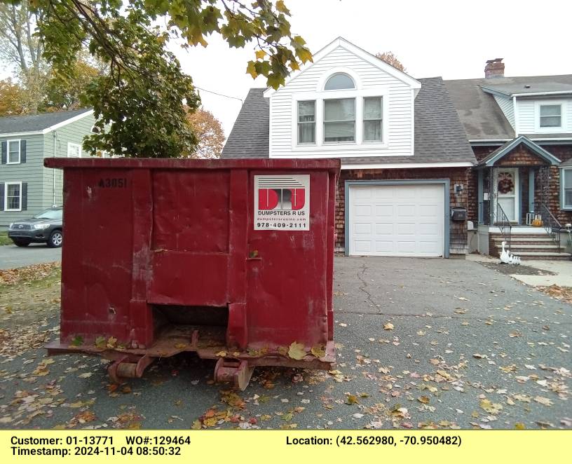 30 yard dumpster delivered in Danvers, MA for a house clean-out.