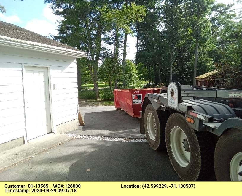 15 yard dumpster delivered in North Reading, MA for a garage clean-out.