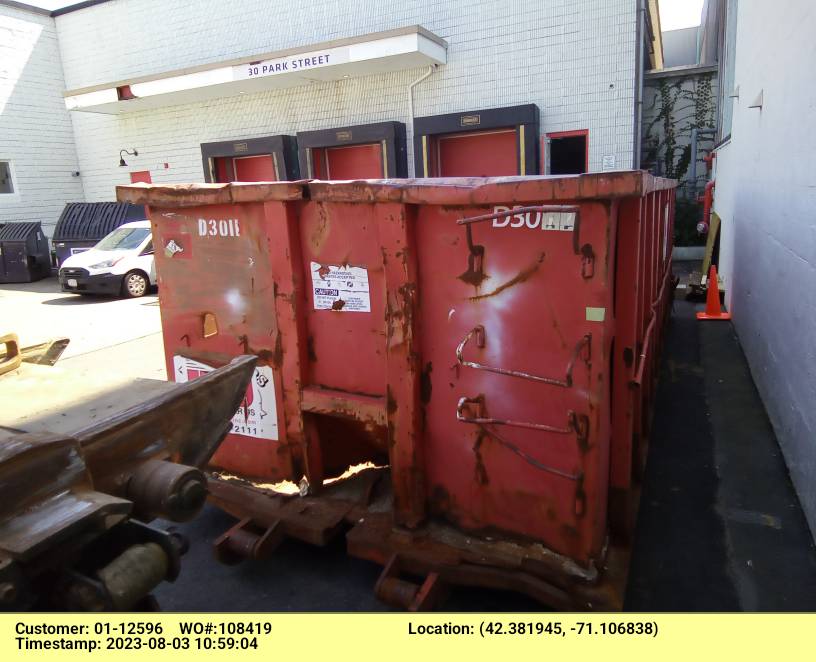 30 yard 4 ton dumpster rental was swapped out in Somerville, MA for a construction project.