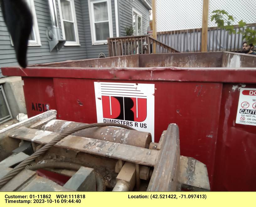 15 yard dumpster rental, with a 2 ton weight limit, delivered in Reading, MA for a house clean-out.