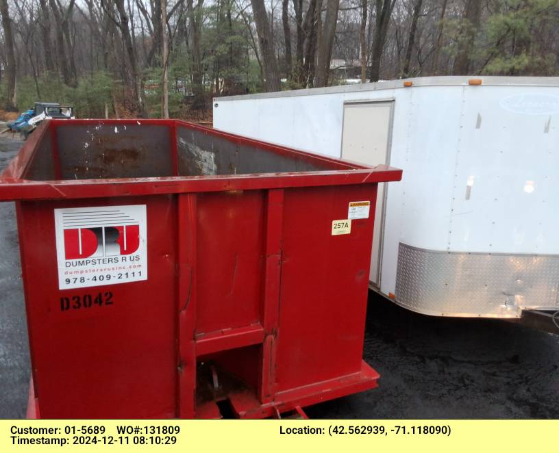 30 yard dumpster delivered to a construction site in North Reading, MA