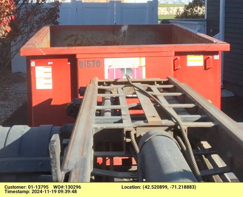 15 yard dumpster rental, with a 2 ton limit, delivered in Burlington, MA for a house clean-out.