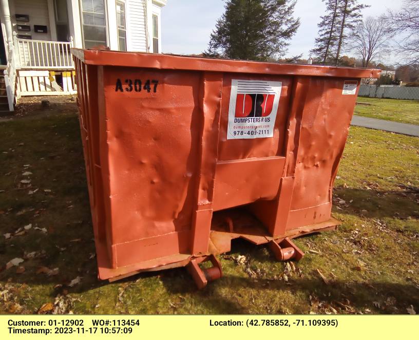 30 yard dumpster rental with a 4 ton weight limit delivered in Haverhill, MA for a house clean-out.