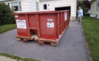 15 yard dumpster in Lawrence, MA for a garage clean-out.