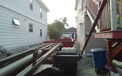 15 yard dumpster rental delivered in Lawrence, MA for a garage cleanout.