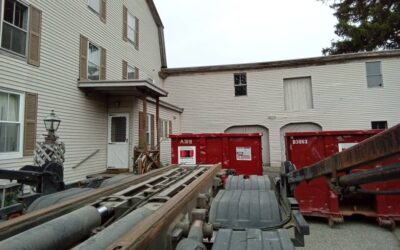 Two 30 yard dumpsters delivered in Tewksbury, MA for a barn cleanout.