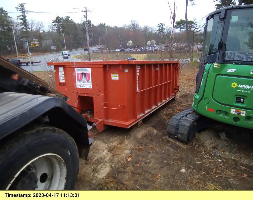 15 yard dumpster rental for ABC (Asphalt, Brick and Concrete) delivered to a construction project in Andover, MA.