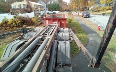 30 yard dumpster delivered in Wilmington, MA for yard waste removal.