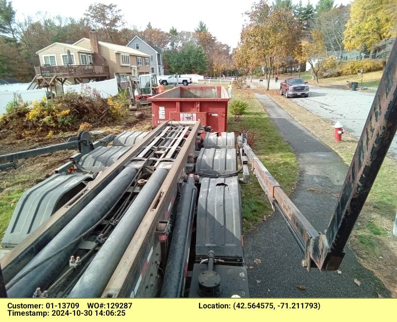 30 yard dumpster delivered in Wilmington, MA for yard waste removal.