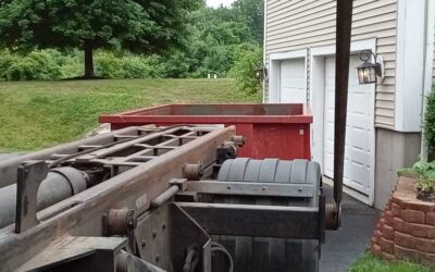 10 yard dumpster delivered in Rowley, MA for a garage cleanout.