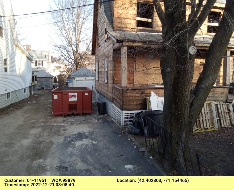 15 Yard dumpster delivered to a construction site in Arlington, MA