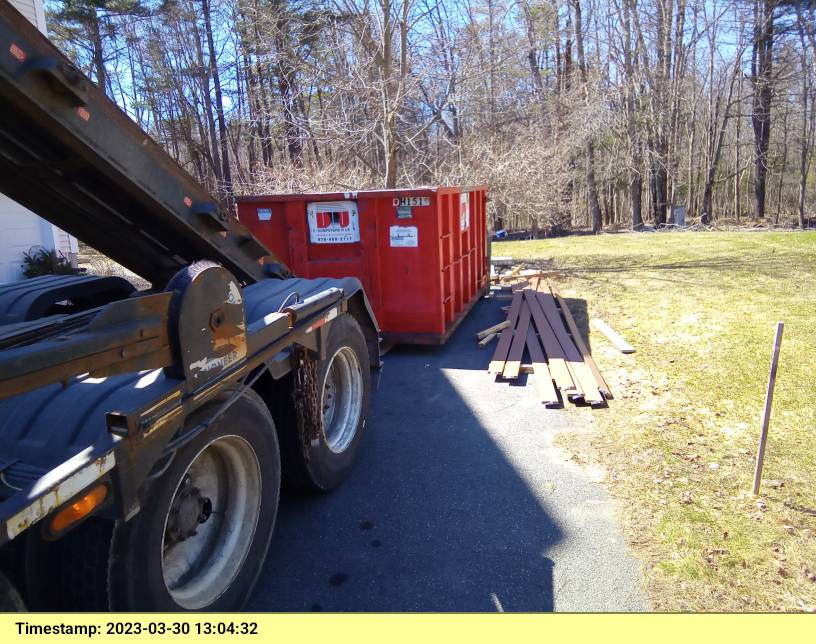 15 yard dumpster rental delivered in Haverhill, MA for a small construction project.