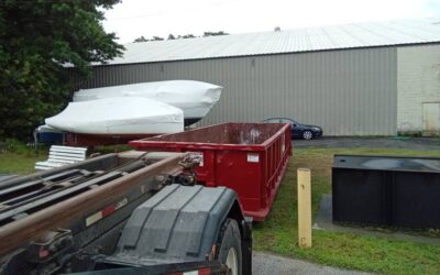 20 yard dumpster rental delivered in Newburyport, MA for a construction project.