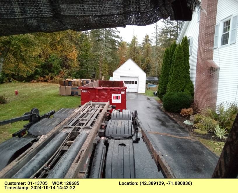 30 yard dumpster delivered in Kingston, NH for a construction project.