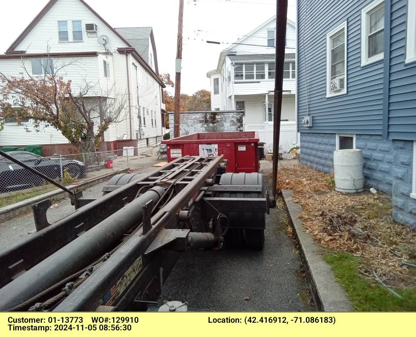 15 yard dumpster delivered in Medford, MA for junk removal.