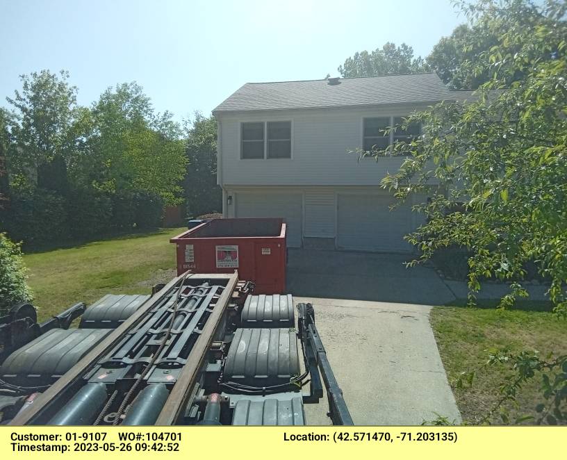 15 Yard dumpsters delivered to Tewksbury, MA for a garage/house cleanout.