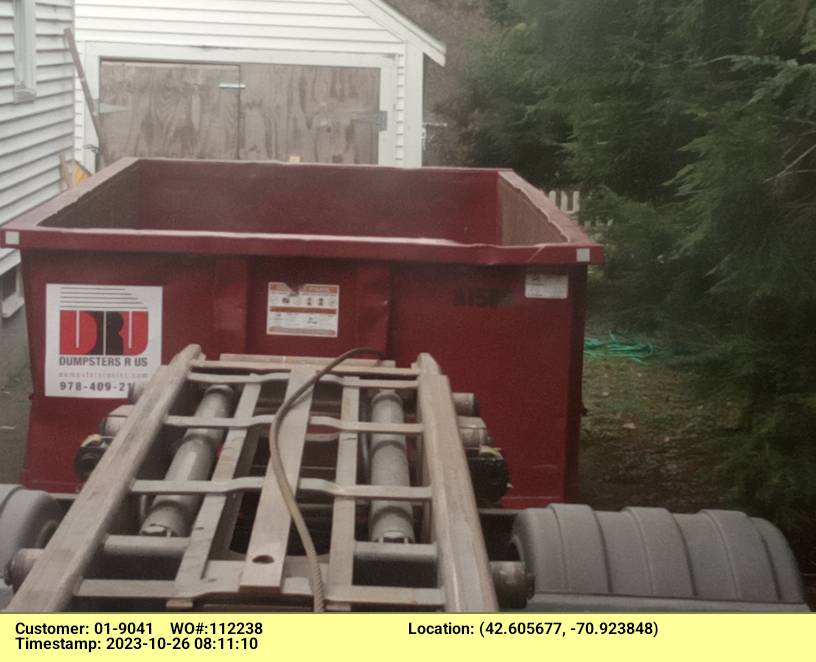 15 yard dumpster rental, with a 2 ton weight limit, delivered in Wenham, MA for a house clean-out.