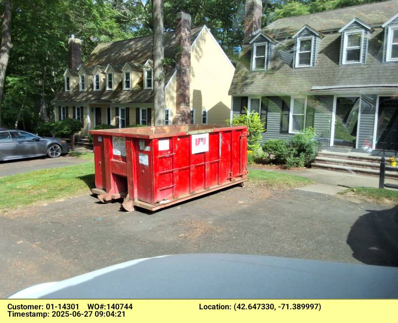 15 yard dumpster rental in North Chelmsford, MA for a house clean-out.