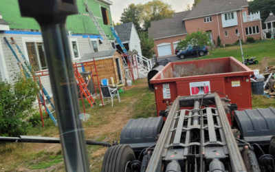 A swap in of 15 yard dumpster for siding project for a job in Boxford MA