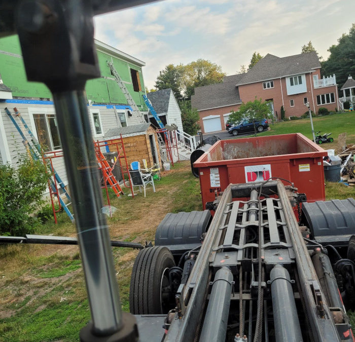 A swap in of 15 yard dumpster for siding project for a job in Boxford MA