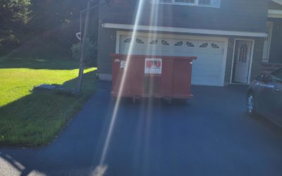 10 yard dumpster rental ordered for a garage clean out in Reading MA