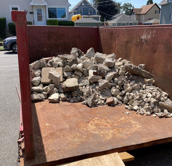 15 yard ABC dumpster rental for a backyard masonry project in Peabody MA