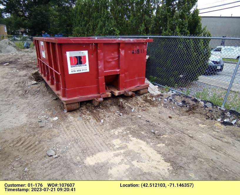 15 yard dumpster rental for ABC (Asphalt, Brick and Concrete) delivered in Woburn, MA.