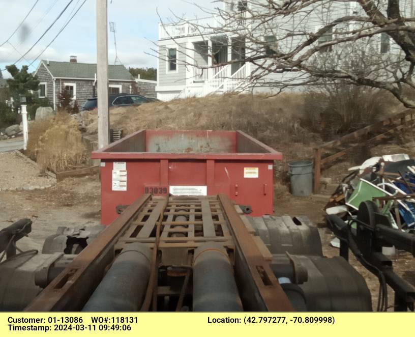 30 yard dumpster with a 4 ton weight limit delivered in Newbury, MA for a construction project.