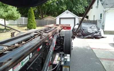 10 yard dumpster delivered in North Reading, MA for a garage clean-out.