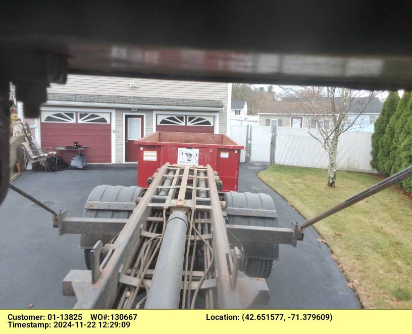 15 yard dumpster rental, with a 2 ton limit, delivered in Lowell, MA for a garage clean-out.