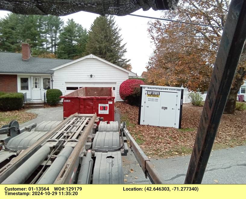 30 yard dumpster rental delivered in Lowell, MA for a house renovation project.