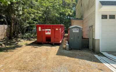 An exterior refinish project at a home in Billerica MA using a 30 yard 5 ton dumpster