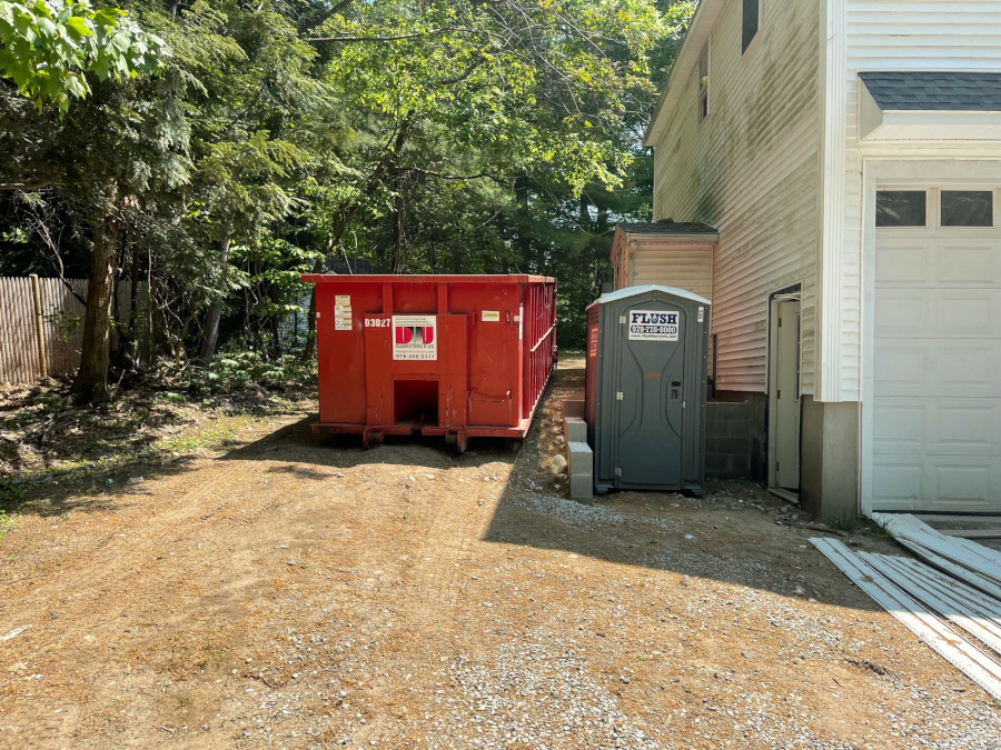 An exterior refinish project at a home in Billerica MA using a 30 yard 5 ton dumpster