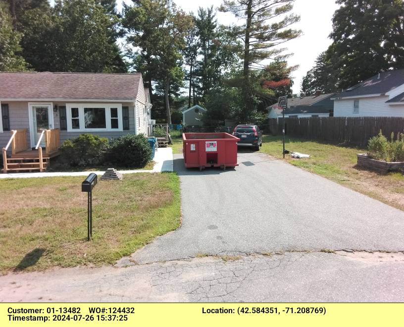 10 yard dumpster delivered in Tewksbury, MA for a small house clean-out.