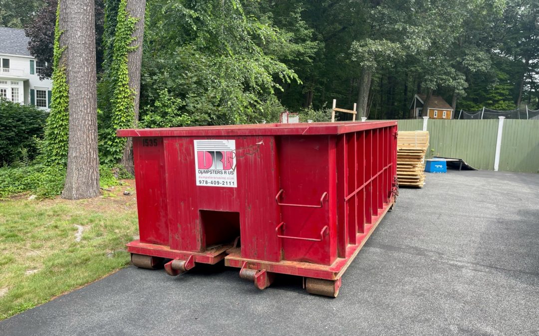 15 yard dumpster rental with a 2 ton max for a flooring project in Andover, MA.