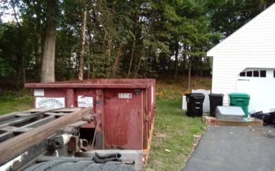 15 yard dumpster delivered in Boxford, MA for a garage cleanout.