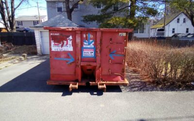 30 yard dumpster rental delivered to a house in Peabody, MA for a garage cleanout.