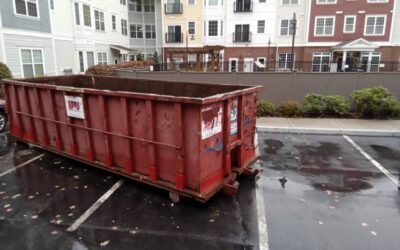 30 yard dumpster delivered to a condo complex for a construction project in Bedford, MA