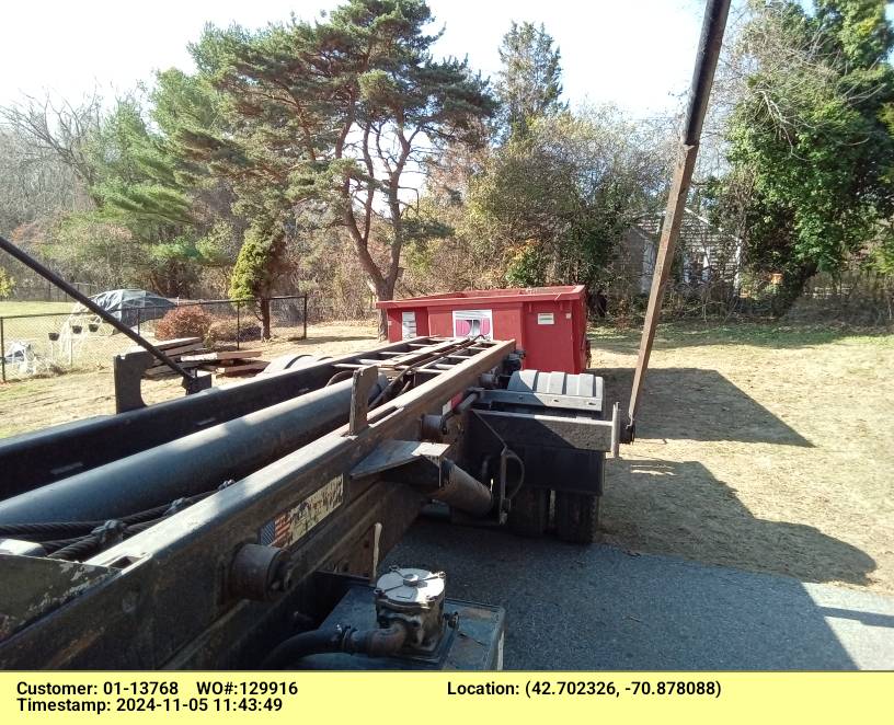 15 yard dumpster delivered in Ipswich, MA for ABC removal (asphalt, brick and concrete).