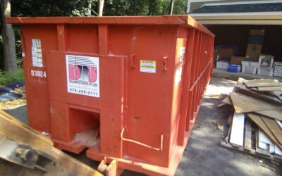 30 yard dumpster delivered to a house in Reading, MA for a garage clean-out.