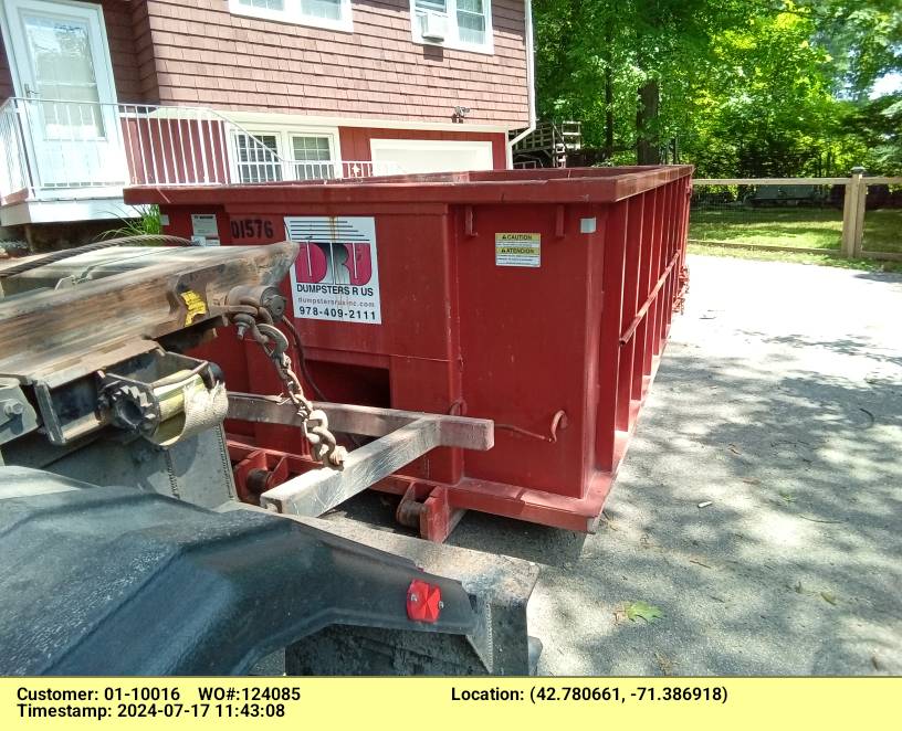 15 yard dumpster delivered in Hudson, NH for a house cleanout.